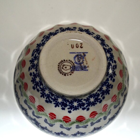 Bolesławiec Christmas Bowl Red Garland Bow Motif Dining Serveware Holiday Charm - Picture 5 of 6